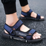 Erkaklar uchun alfavit naqshli tasodifiy sandallar, mato ustki qismi, tashqi plyaj kiyimlari uchun sirpanishga qarshi bog'ich.