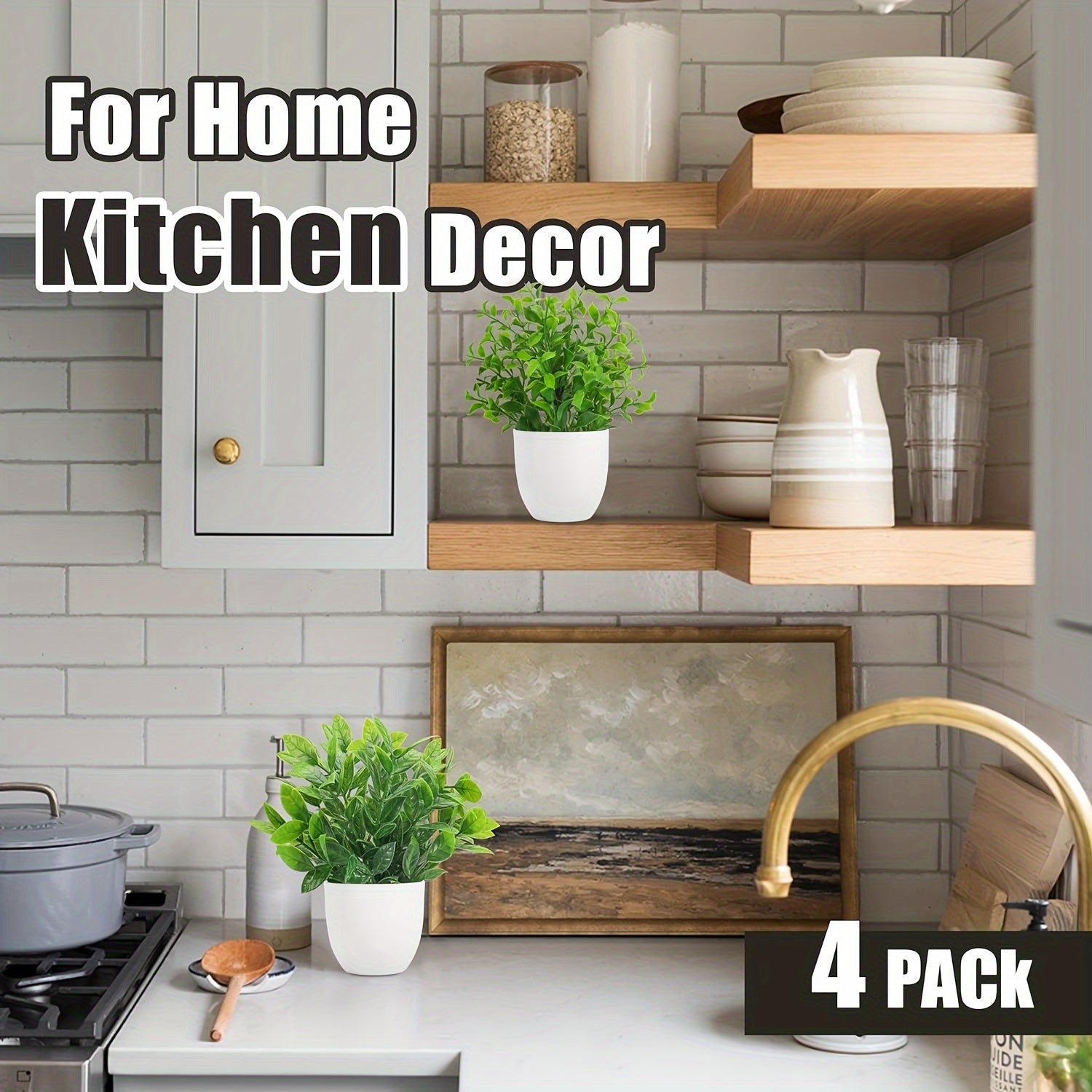 Set of 4 Mini Artificial Bonsai Plants for Indoor Decor Plastic