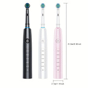 Adult Electric Toothbrush Set with 8 Replaceable Heads Travel Case USB Rechargeable