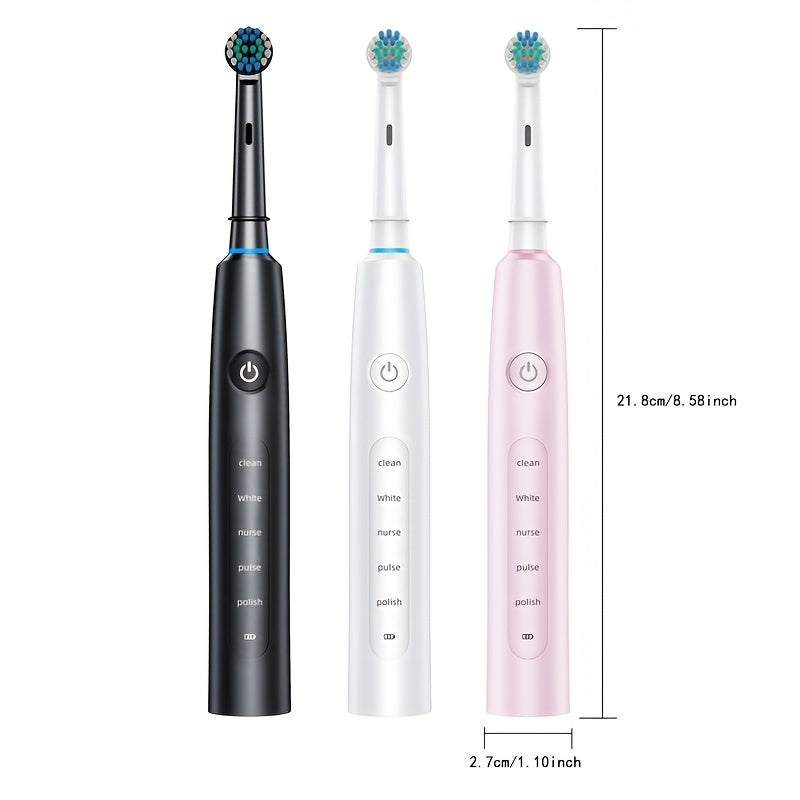 Adult Electric Toothbrush Set with 8 Replaceable Heads Travel Case USB Rechargeable
