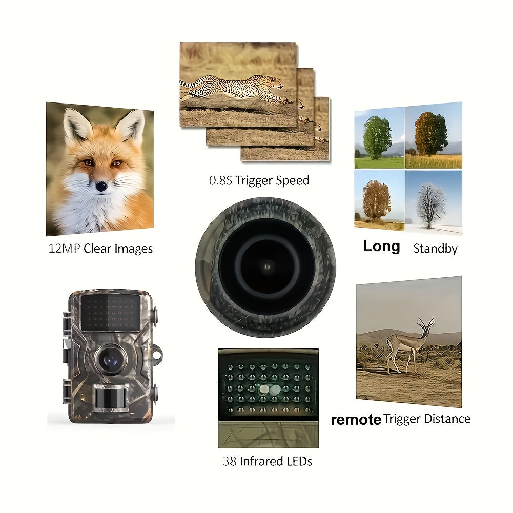 Trail Camera 2.0-Inch Screen Night Vision 33 LEDs 720P HD Video for Hunting Monitoring