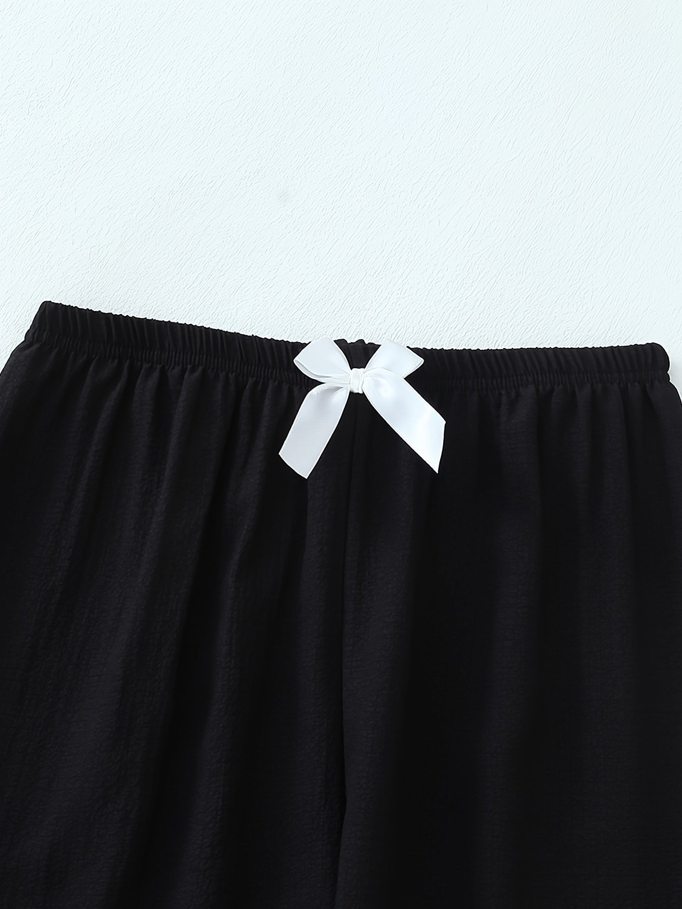 Women's Heart Embroidery Casual Pajama Set Short Sleeve Top and Long Pants