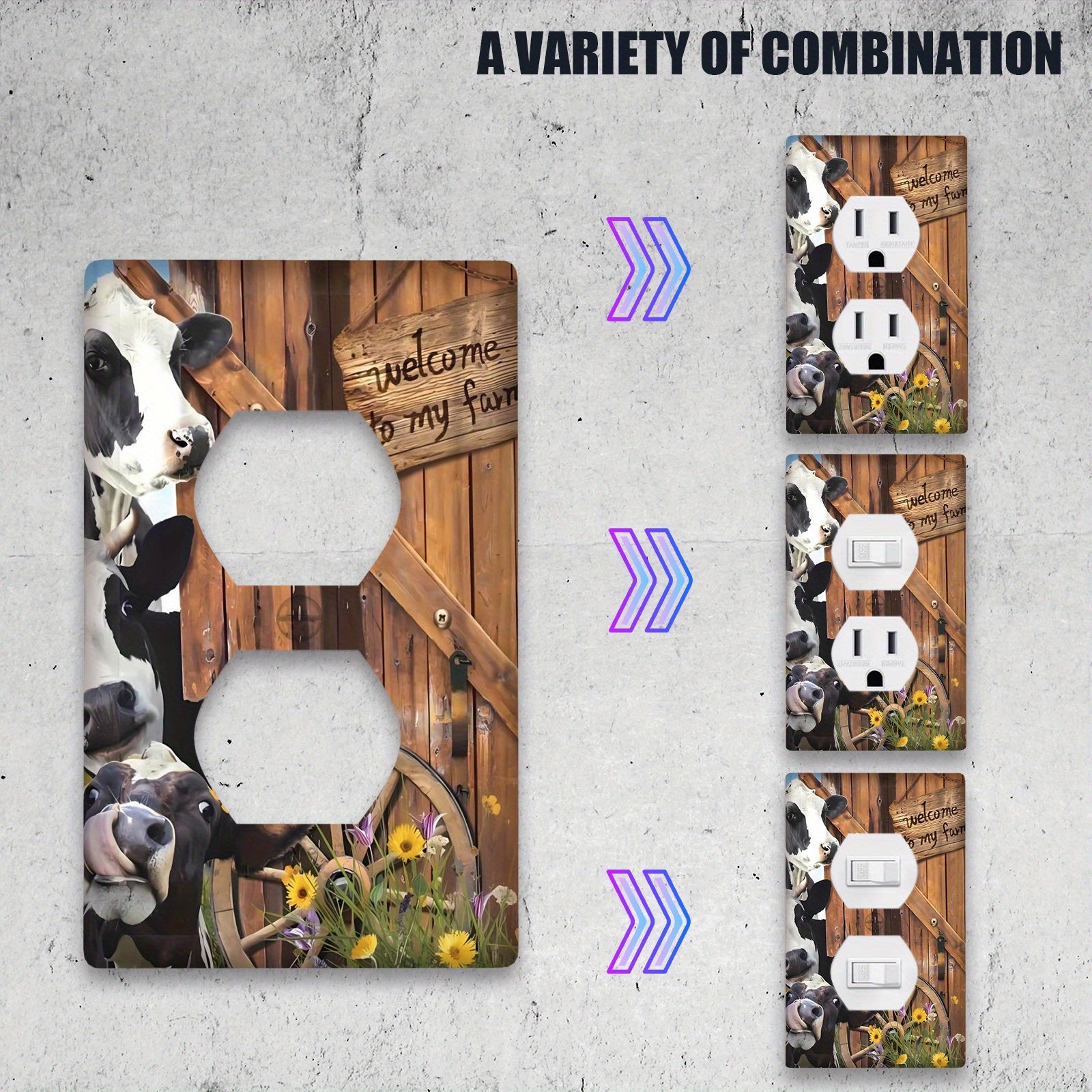 Cow Wall Plate Cover 1 Gang 2 Gang Farmhouse Cow Decor Indoor Outdoor Kitchen Bathroom