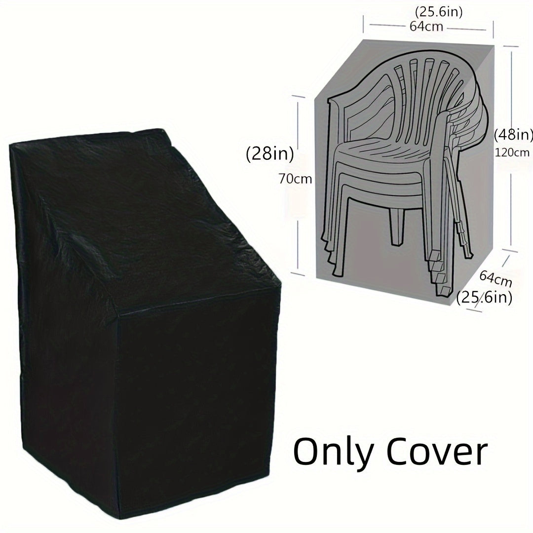 Black Outdoor Stacking Chair Cover 210D Oxford Fabric Waterproof Non-Waterproof