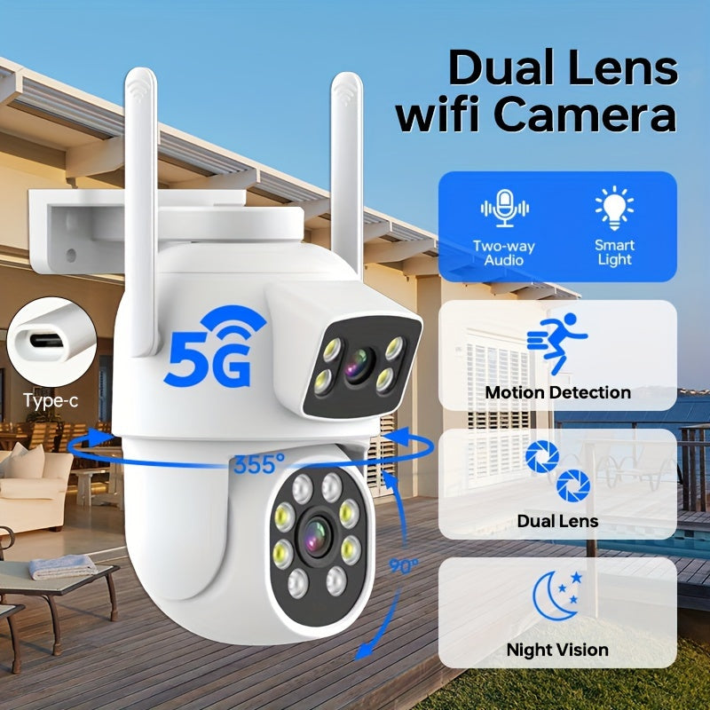 4MP WiFi Security Camera with Dual Lenses Pan Tilt Night Vision Human Tracking
