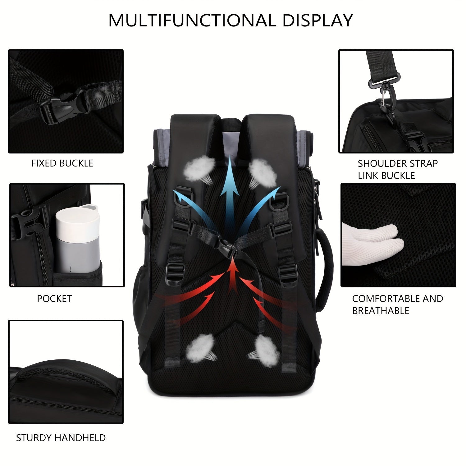 Mochila aprobada para vuelos para hombres con compartimento para zapatos, compatible con portátil de 15.6 pulgadas, ideal para viajes de negocios casuales