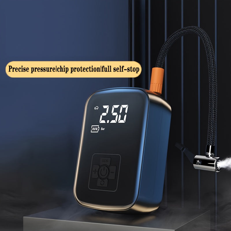 Высокоскоростной автомобильный компрессор мощностью 150 Вт с LED-лампой для накачки шин