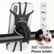 Silicone Handlebar Phone Mount with 360° Rotation for Bikes and Strollers