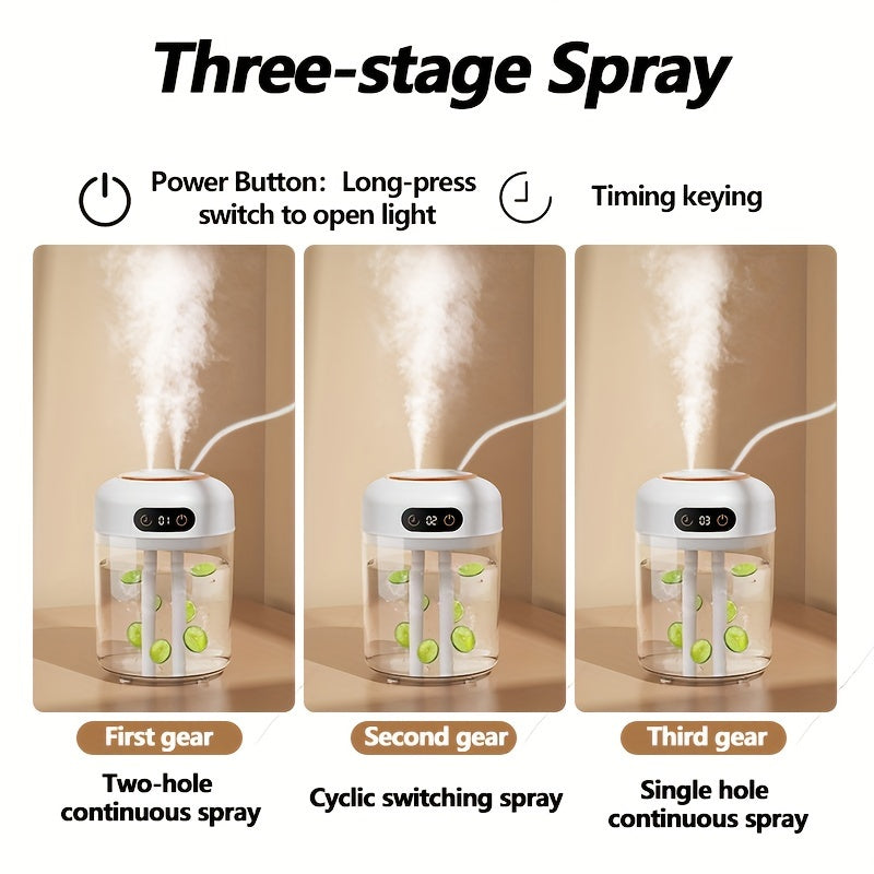 Увлажнитель с двойной насадкой-распылителем, подключаемый, с пультом дистанционного управления, резервуаром для воды 4,5 л, ночником, таймером