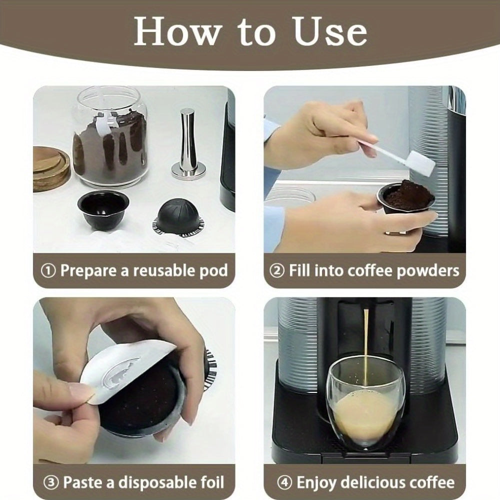 Reusable Coffee Pods for VertuoLine, Refillable Capsules, 2/5/50 Pack