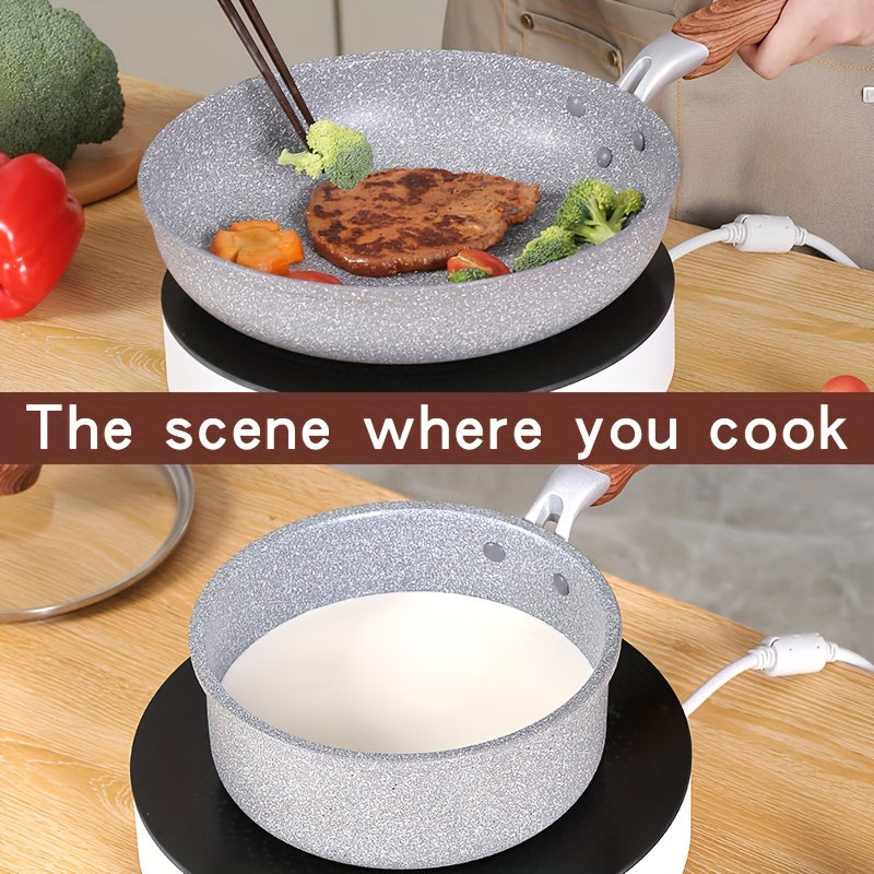 Japanese Cookware Set 4 Pieces Non-Stick Aluminum Skillets with Glass Lids