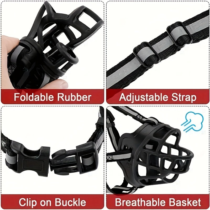 Breathable Durable Reflective Basket Dog Muzzle Prevent Biting Chewing
