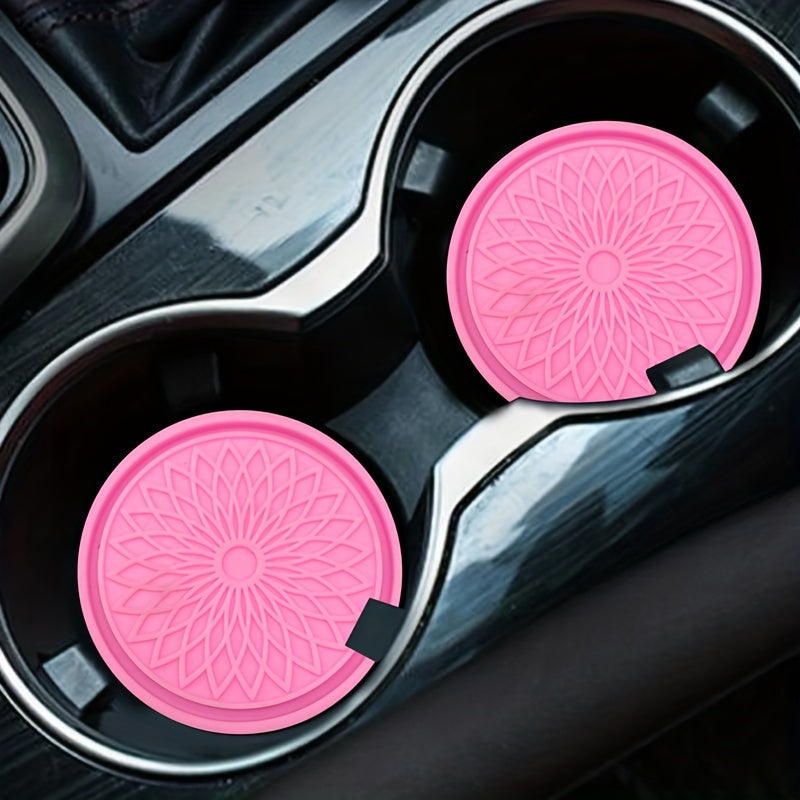 2PCS Car Non-Slip Water Cup Holder Coaster Storage Pad Creative Flower