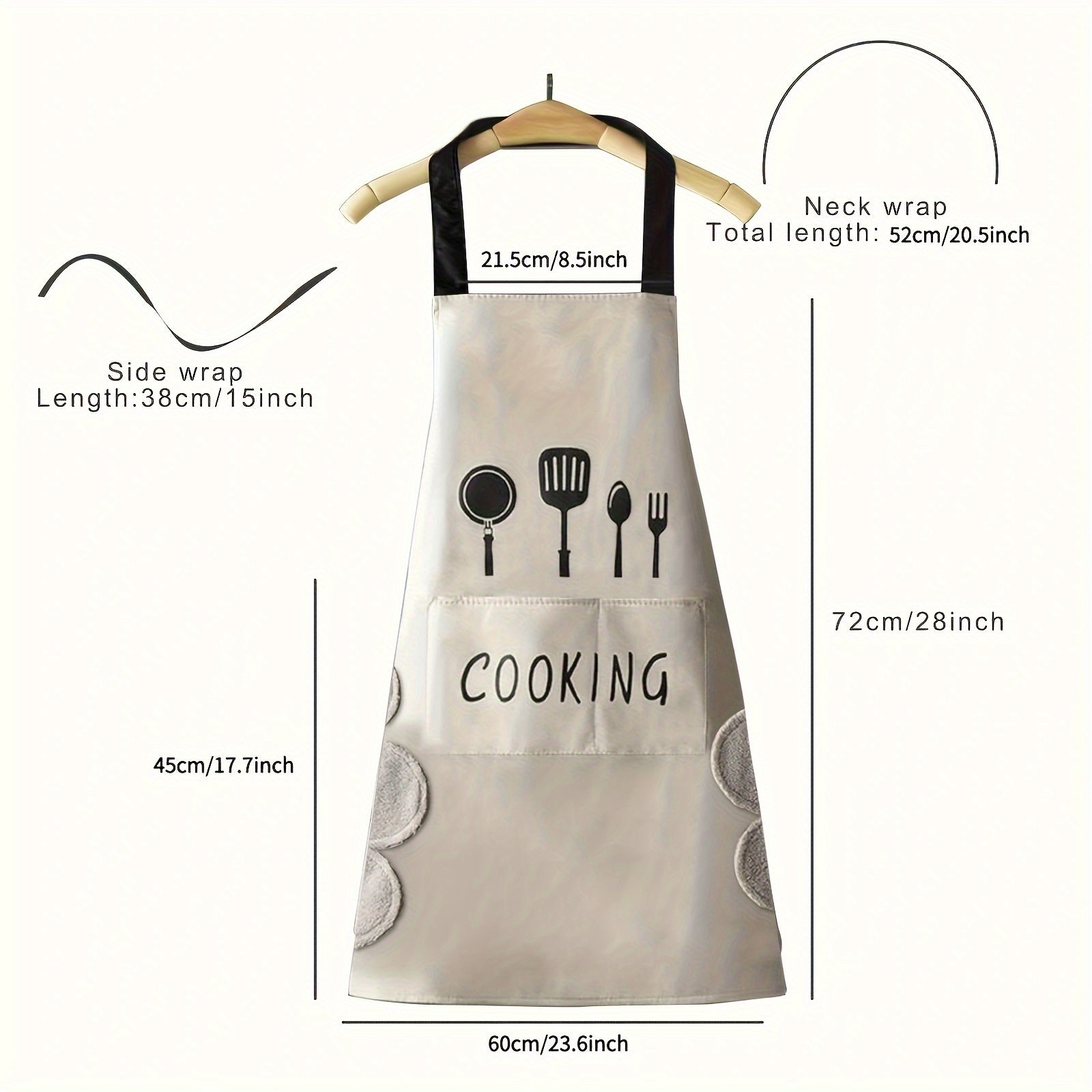 Large Waterproof PVC Cooking and Baking Apron for Women with Wipe Pockets