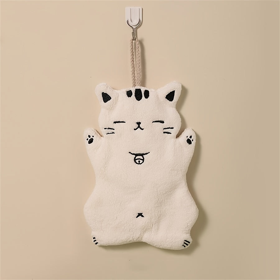 Cat-Themed Hand Towel for Bathroom and Kitchen Absorbent Cozy Cloth