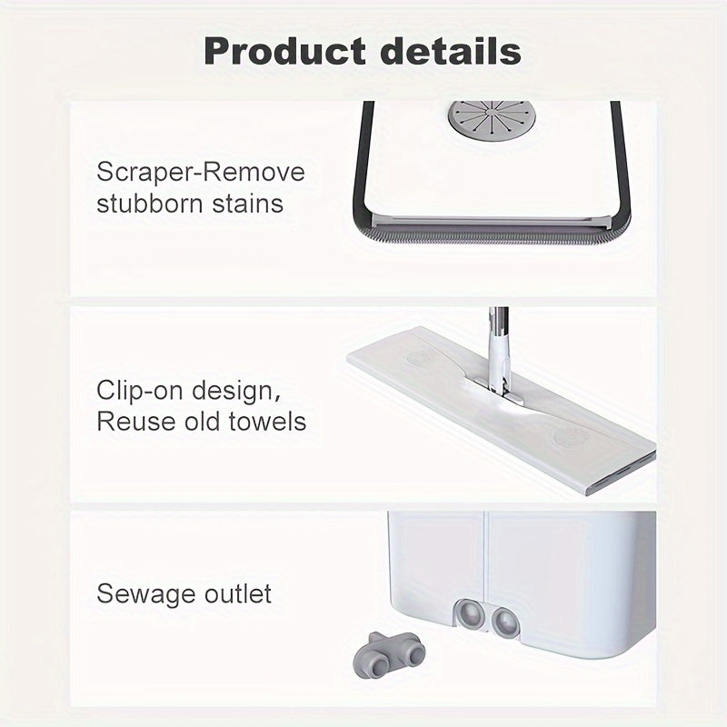 Katta tozalash uchun qopqog'li to'liq tekis pol uchun mop to'plami va 2 ta yostiq bilan kashka