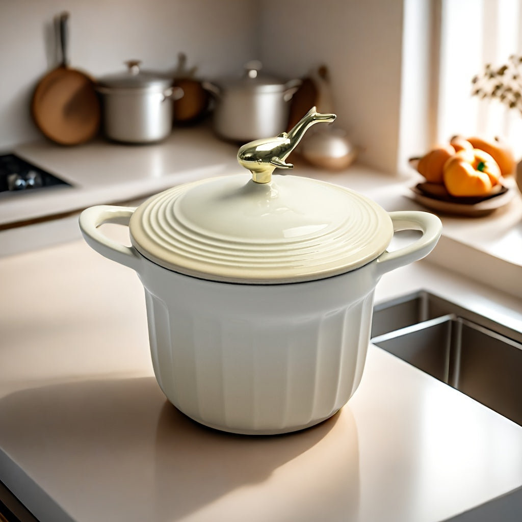 Enamel Cast Iron Soup and Stew Pot 16.5cm Oven Safe Gas and Electric Stove Use