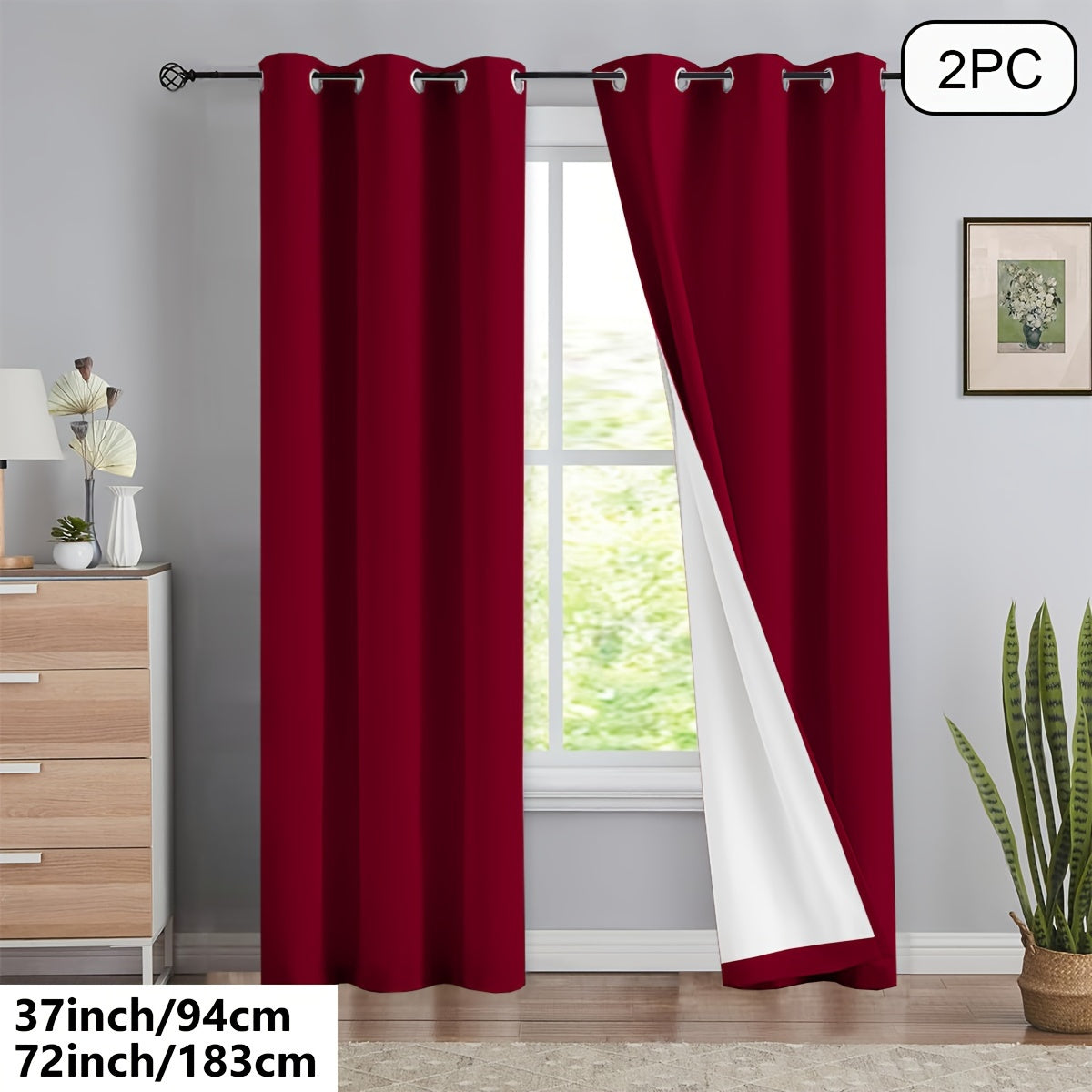 Blackout Curtains 54x84 Inches Off-White Grommet Full Blackout with White Lining