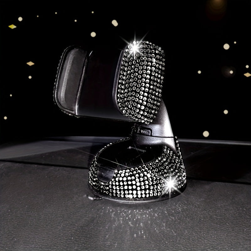 Soporte de teléfono para coche con cristales de lujo y soporte de succión giratorio para tablero y rejilla de ventilación