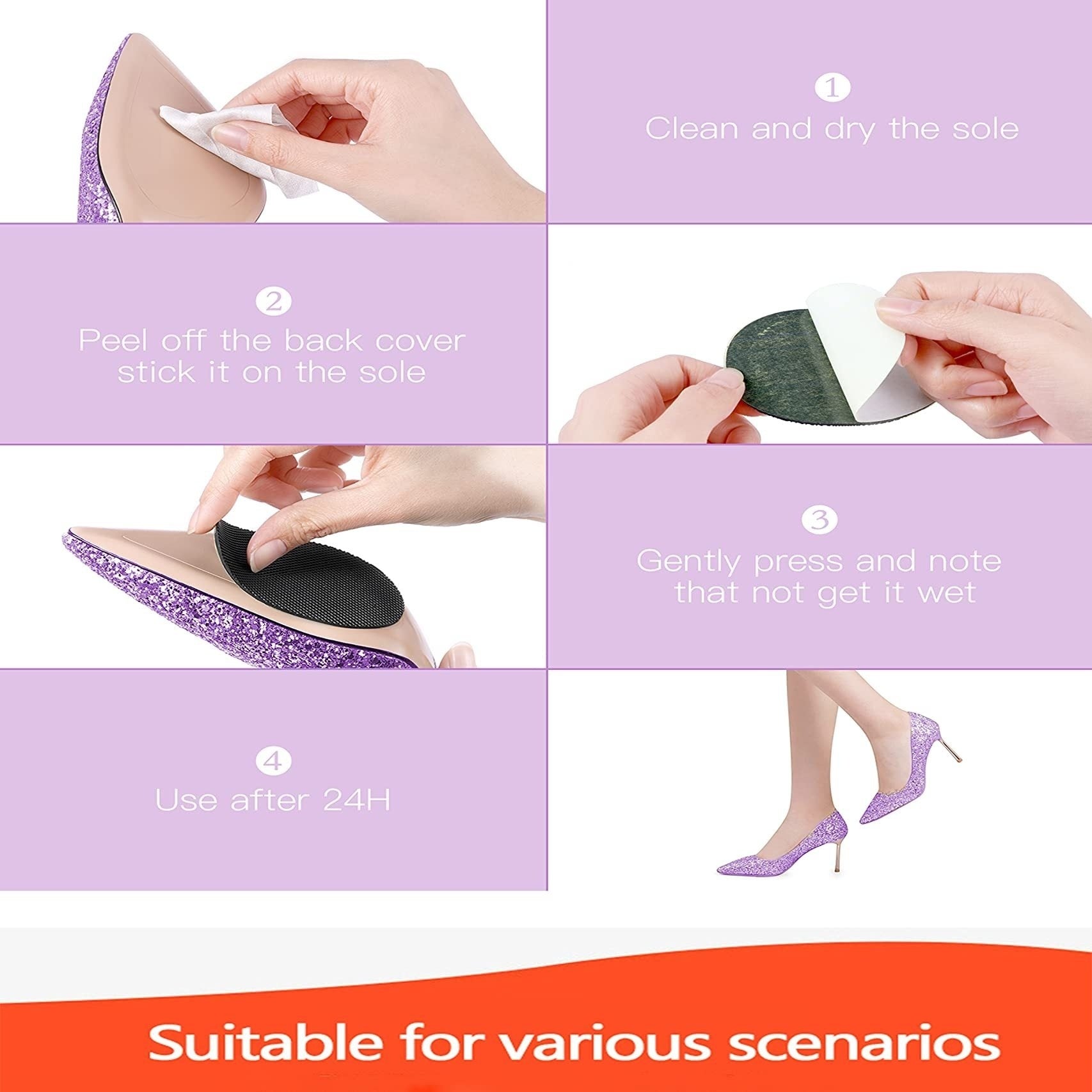 Women Non-Slip Shoe Pads Rubber Self-Adhesive Heel Grip Stickers