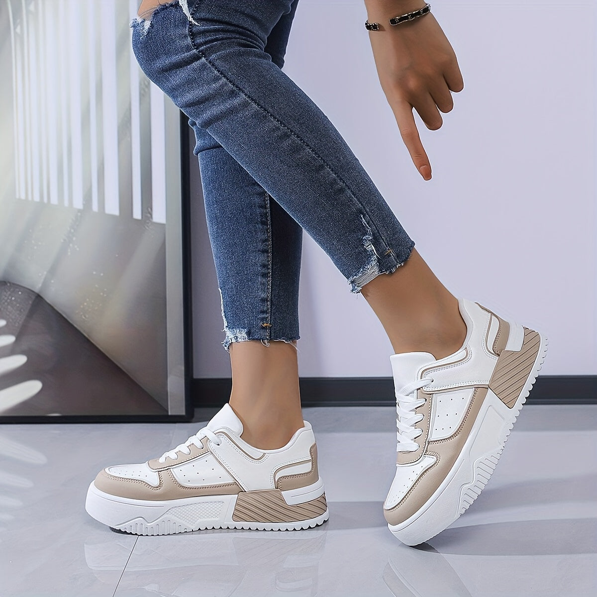 Women's Casual Wedge Sneakers - All-Season Lace-Up Shoes, Lightweight