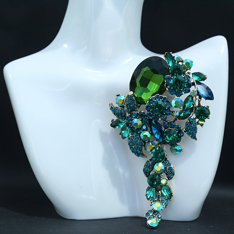 Women’s Rhinestone Flower Brooch Pin Elegant Statement Jewelry