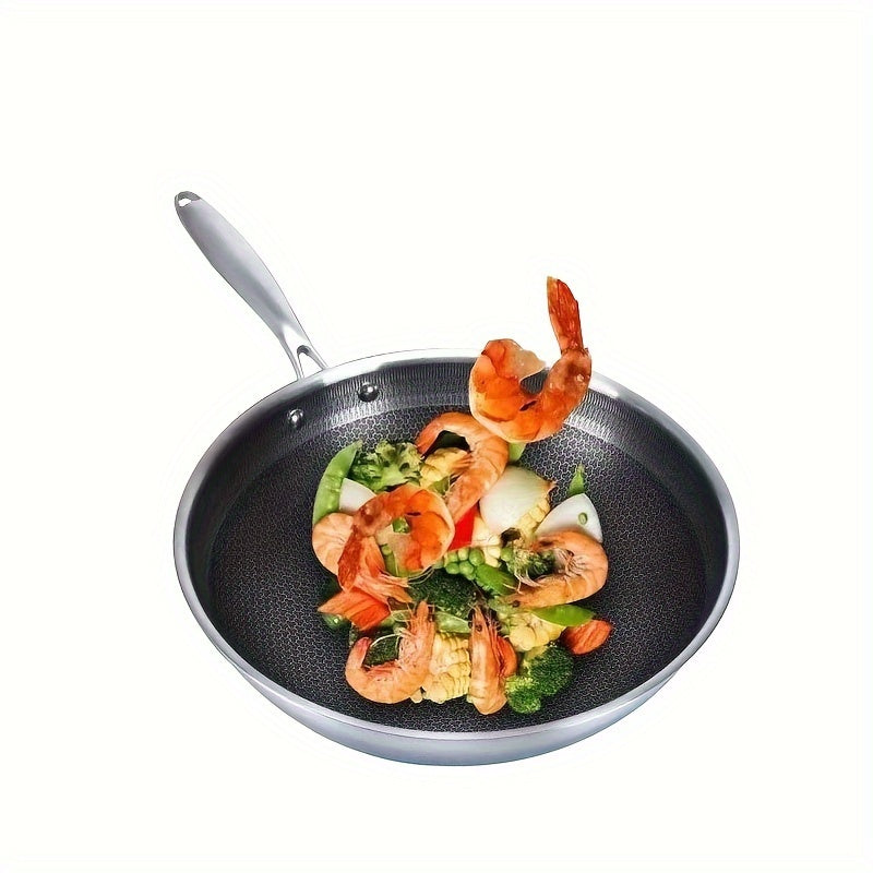 Sartén de acero inoxidable con recubrimiento antiadherente de panal de abeja de 10 pulgadas para cocción a gas y inducción