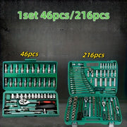 46-Piece Professional Car Wheel Tool Set Chrome Vanadium Steel with Wrench and Toolbox