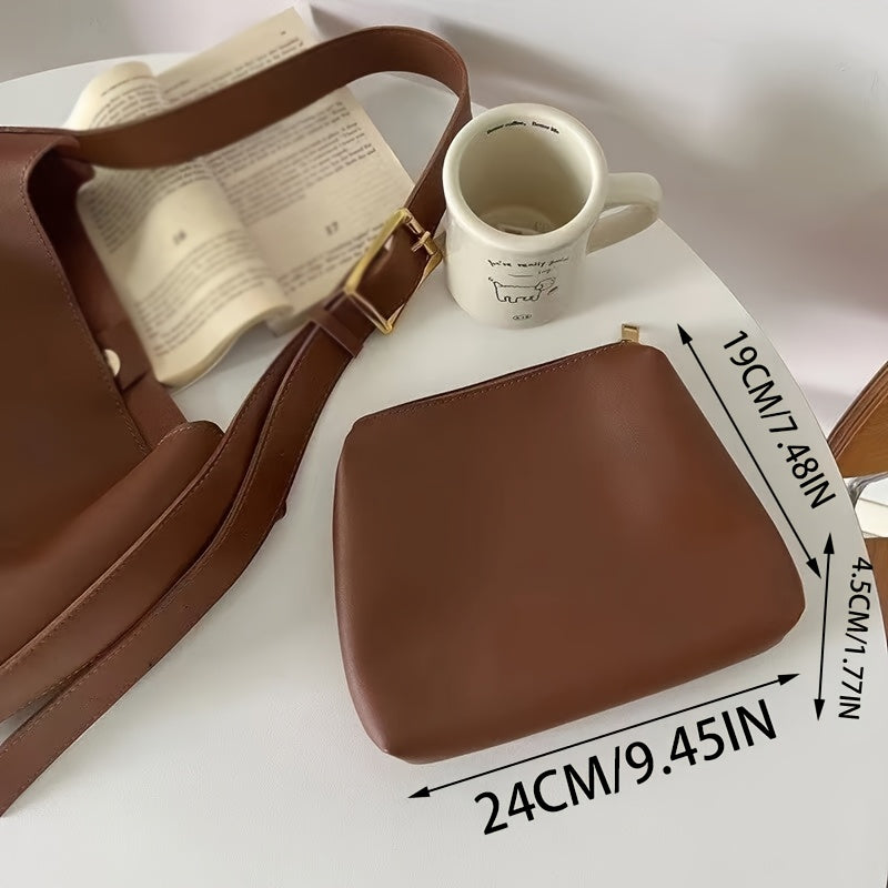 Большая вместительная черная сумка из ПУ с внутренним отделением для женщин