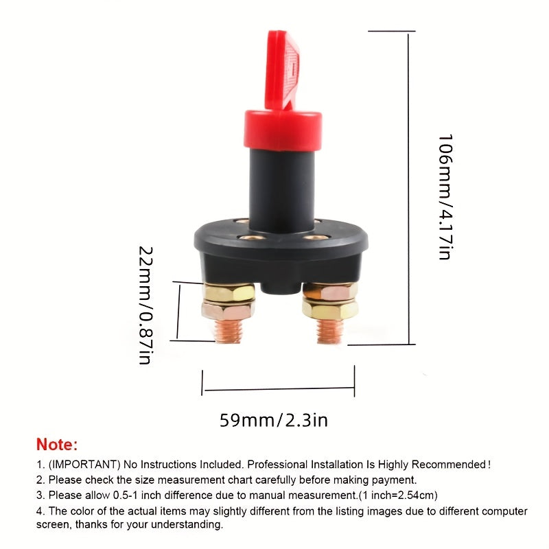 Car Battery Disconnect Switch High Current Isolator for Marine Automotive ATV
