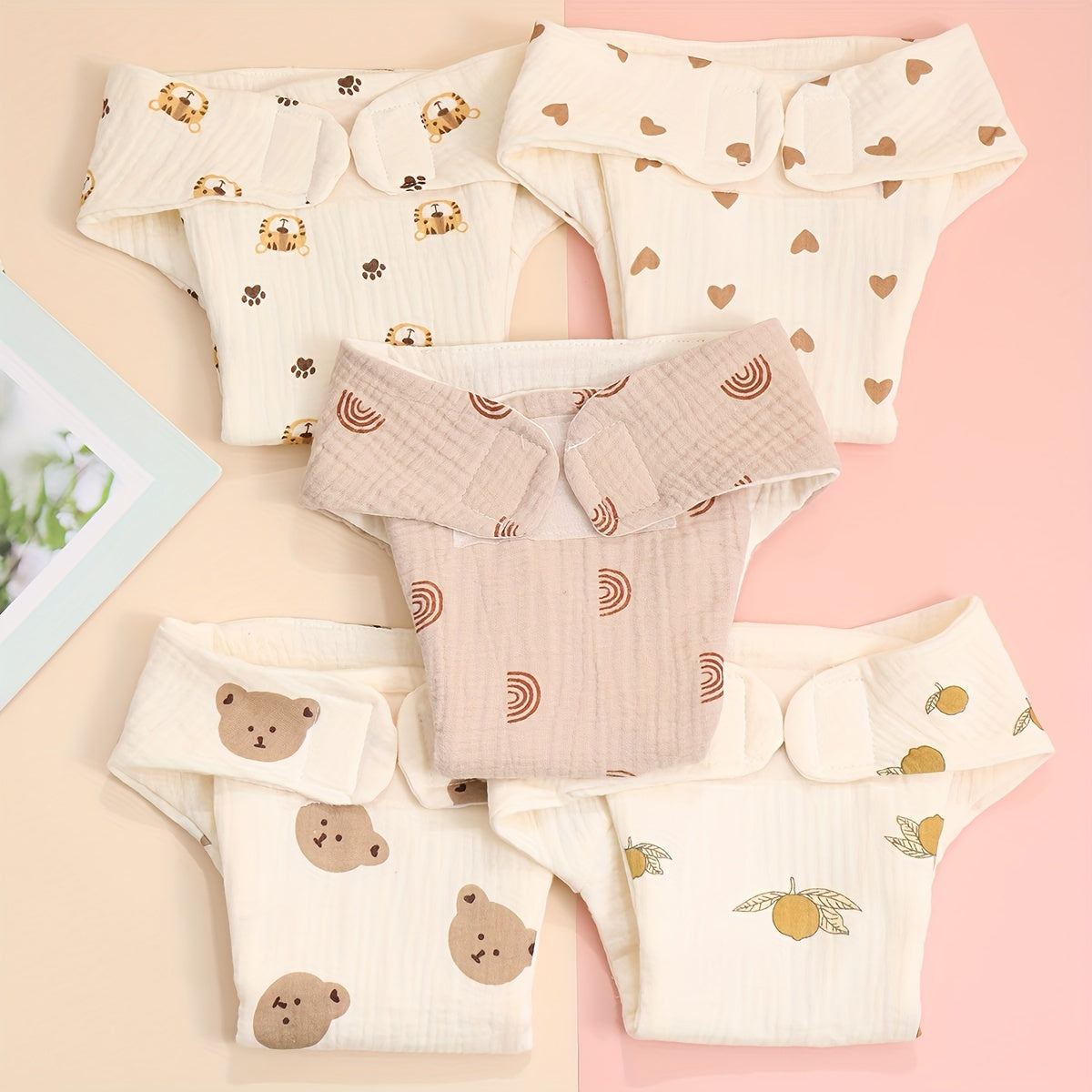 Pañales de entrenamiento de gasa reutilizables suaves para niños con diseños de dibujos animados
