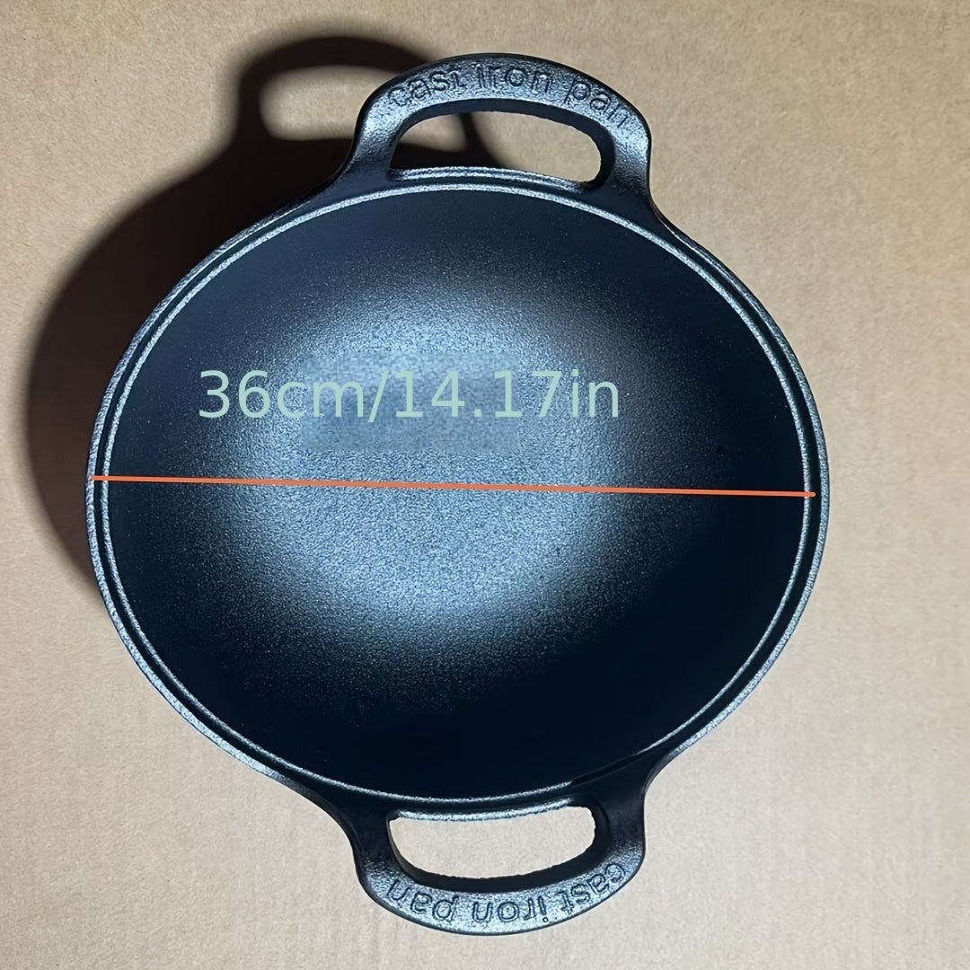 Премиальный чугунный сковорода с антипригарной поверхностью, двойные ручки для готовки и подачи