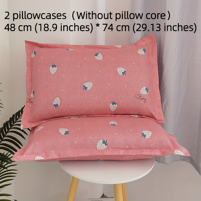 Superfine Fiber Pillowcases Set of 2 with Floral Designs, Easy to Clean, Airy