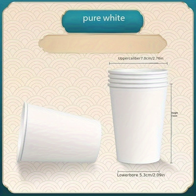 Disposable White Paper Cups 200ml Pack of 50 100 200 500 for Hot Cold Beverages