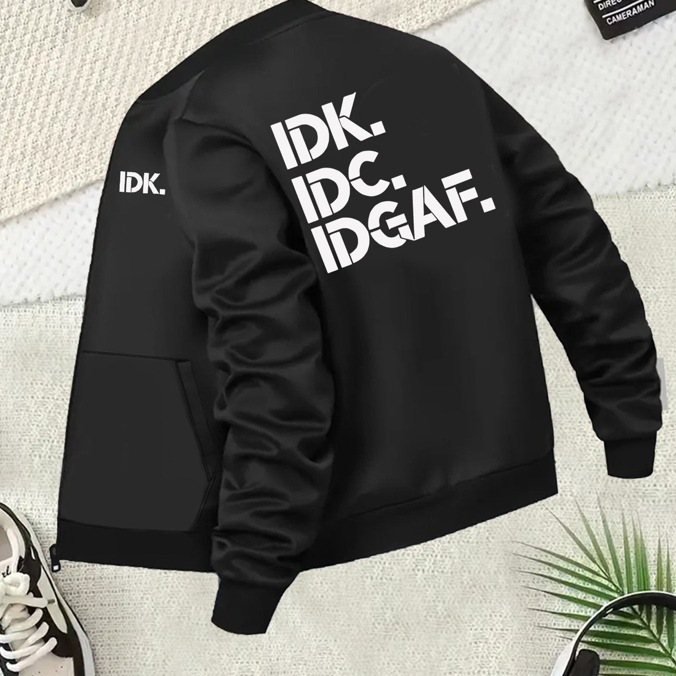 Women's Oversized Black Jacket with Bold Back Print Casual Coat Streetwear