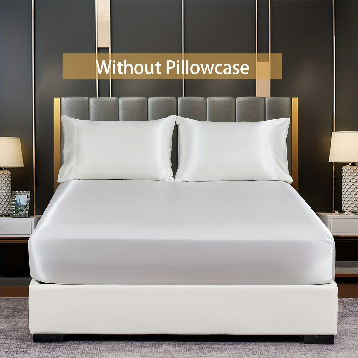 Satin Solid Color Fitted Sheet Luxuriously Soft Bedding for Bedroom and Guest Room