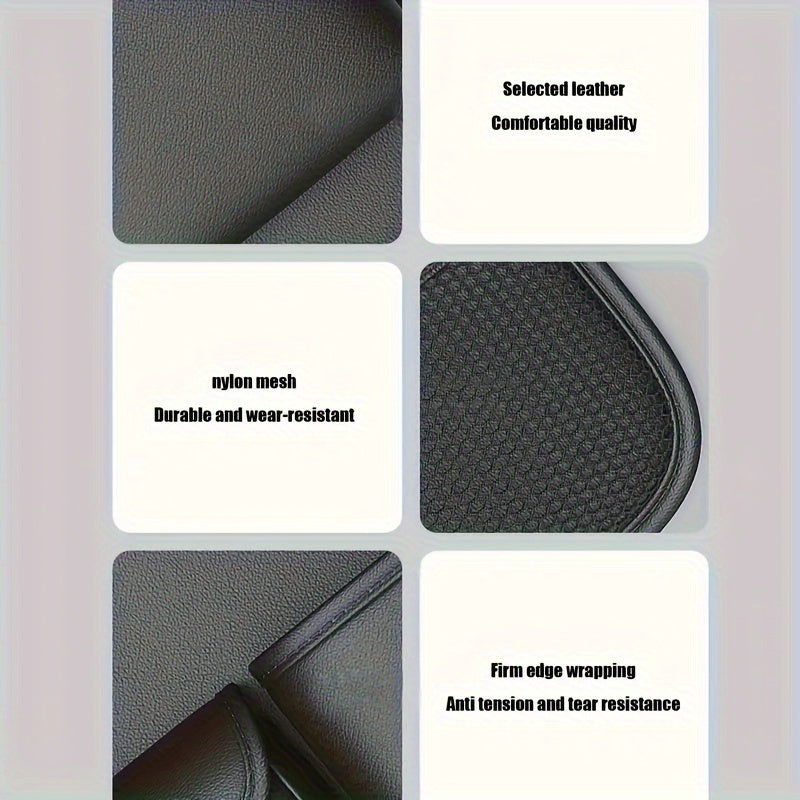 Organizador de asiento para coche con mesa plegable y estante de almacenamiento en cuero PU