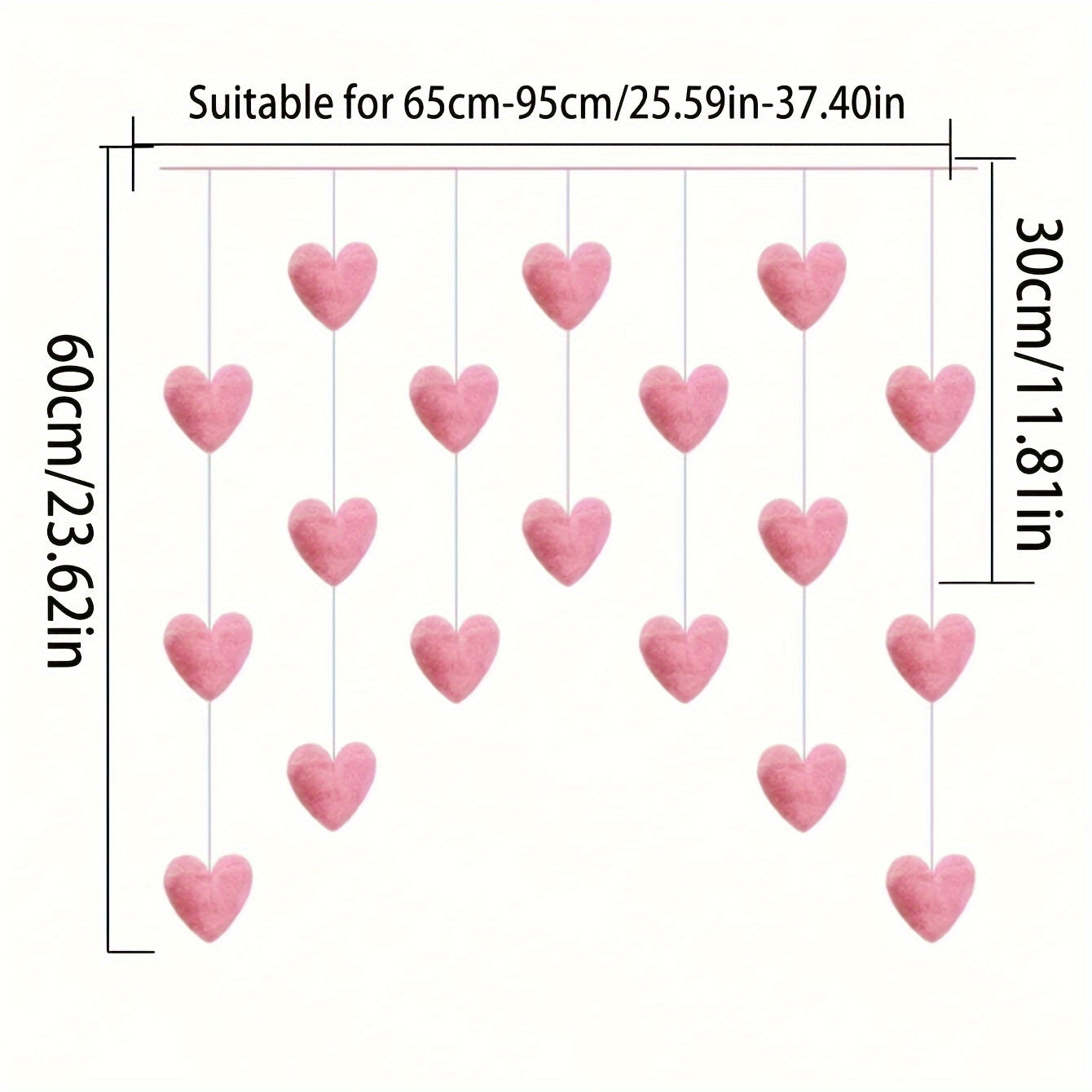 Siete piezas de adornos de corazón de durazno rosa para colgar en la puerta para decoraciones del Día de San Valentín