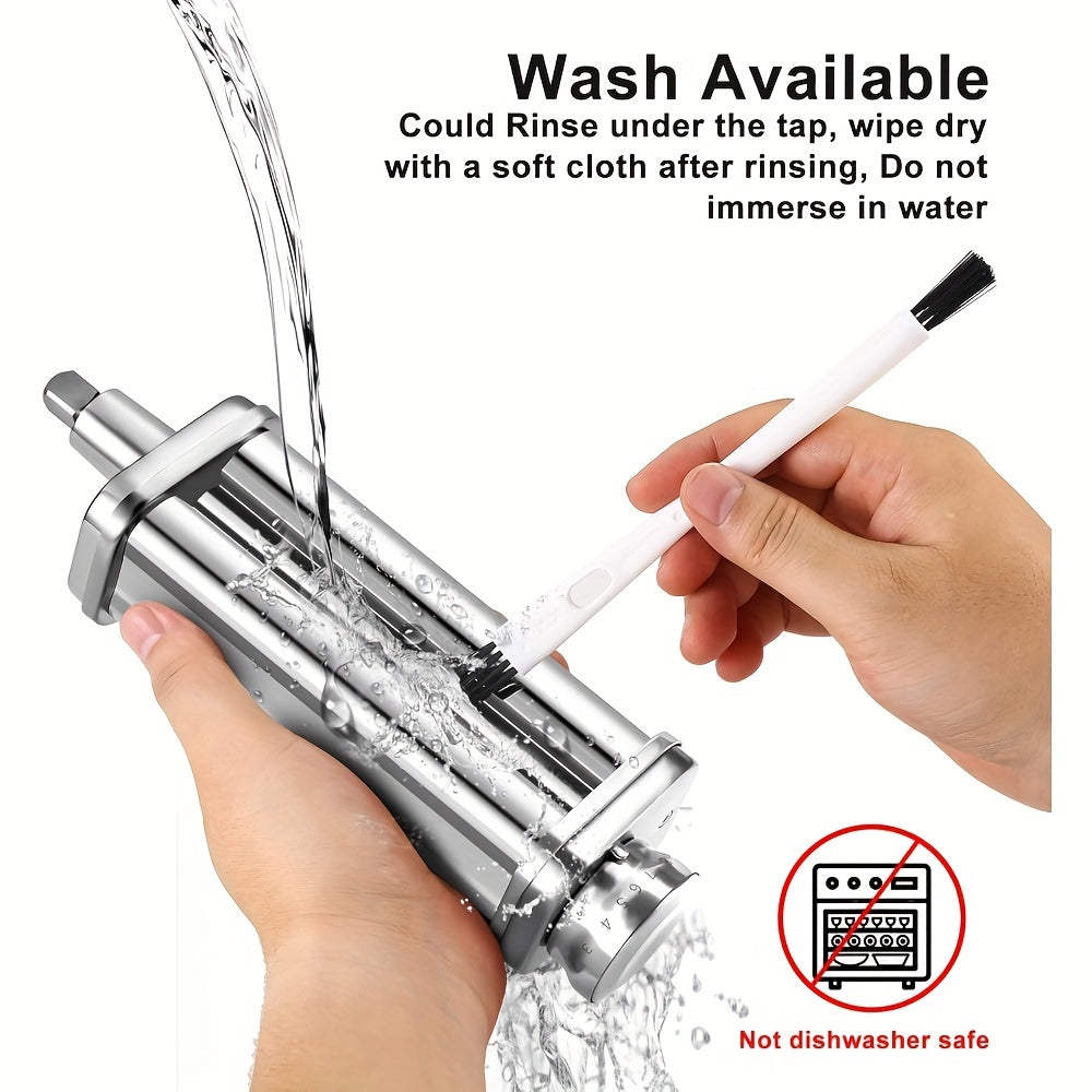 Набор насадок для пастомашины из нержавеющей стали для стационарных миксеров KitchenAid - включает в себя ролик для теста, резаки для спагетти и феттучини (набор из 3-х, машина не включена)