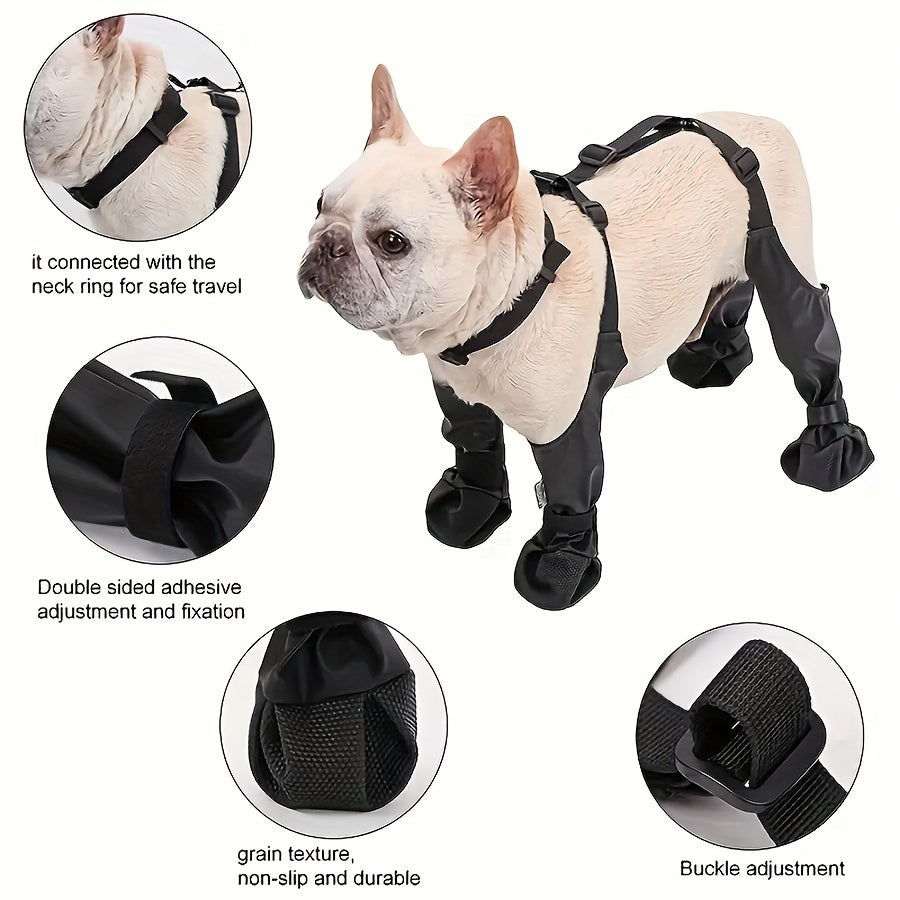 Waterproof Adjustable Dog Boots for All Breeds with Warm Lining and Reflective Safety