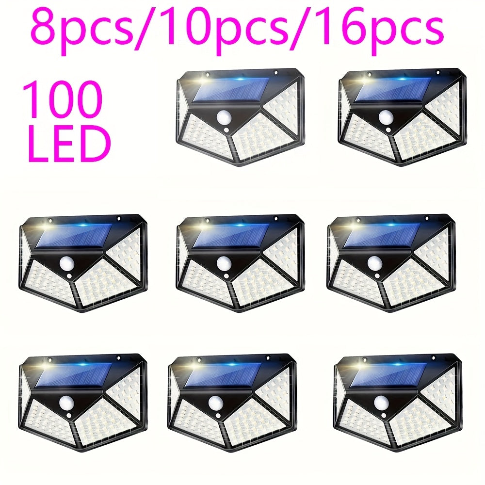 Outdoor Solar Wall Light 8/10/12 Pcs Four-Sided Motion Sensor Yard Garden Patio