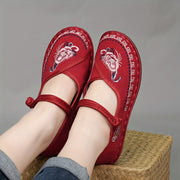 Women's Embroidered Flower Mary Janes Lightweight Slip-On Shoes for Spring Summer