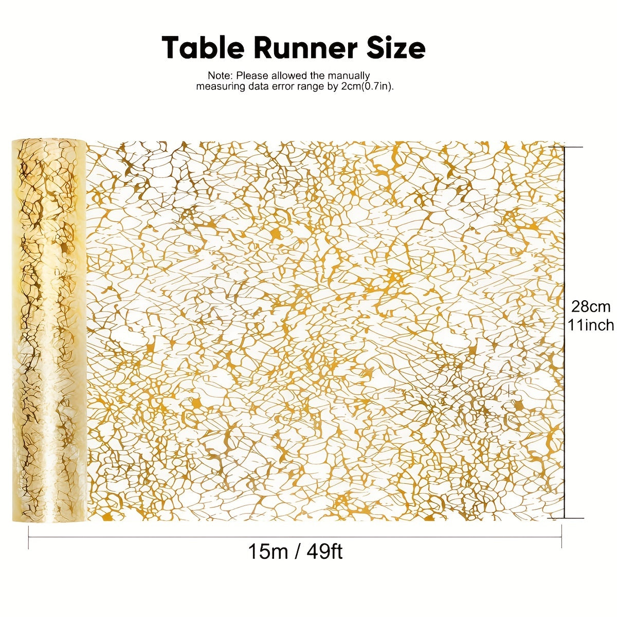 Golden Glitter Table Runner 274cm for Weddings Birthdays and Events