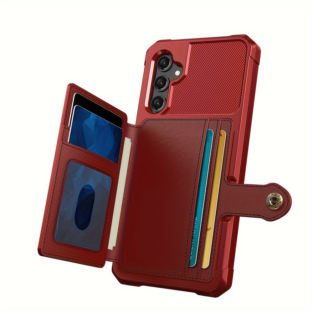 Faux Leather Card Holder Phone Case for Galaxy A55 5G A35 5G with Card Slot Shockproof Durable TPU Flip Wallet