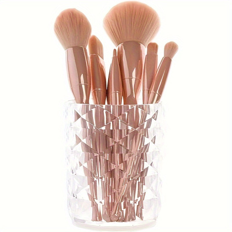 Diamond-Textured Makeup Brush Organizer for Lightweight Countertop Storage