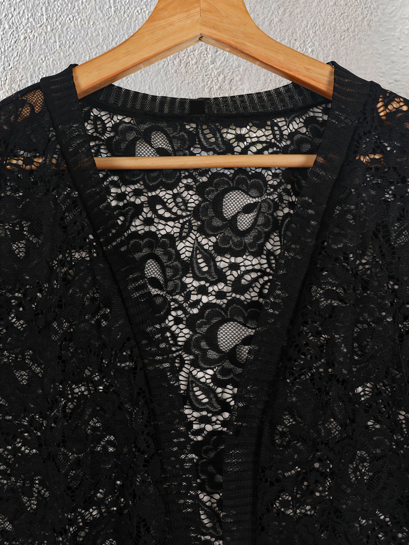 Women's Large Lace Floral Open Shirt Short Sleeve Elegant Top