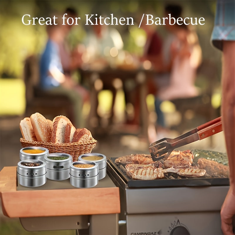 Set of 12 Magnetic Spice Containers with Salt and Pepper Shakers Kitchen Organizer