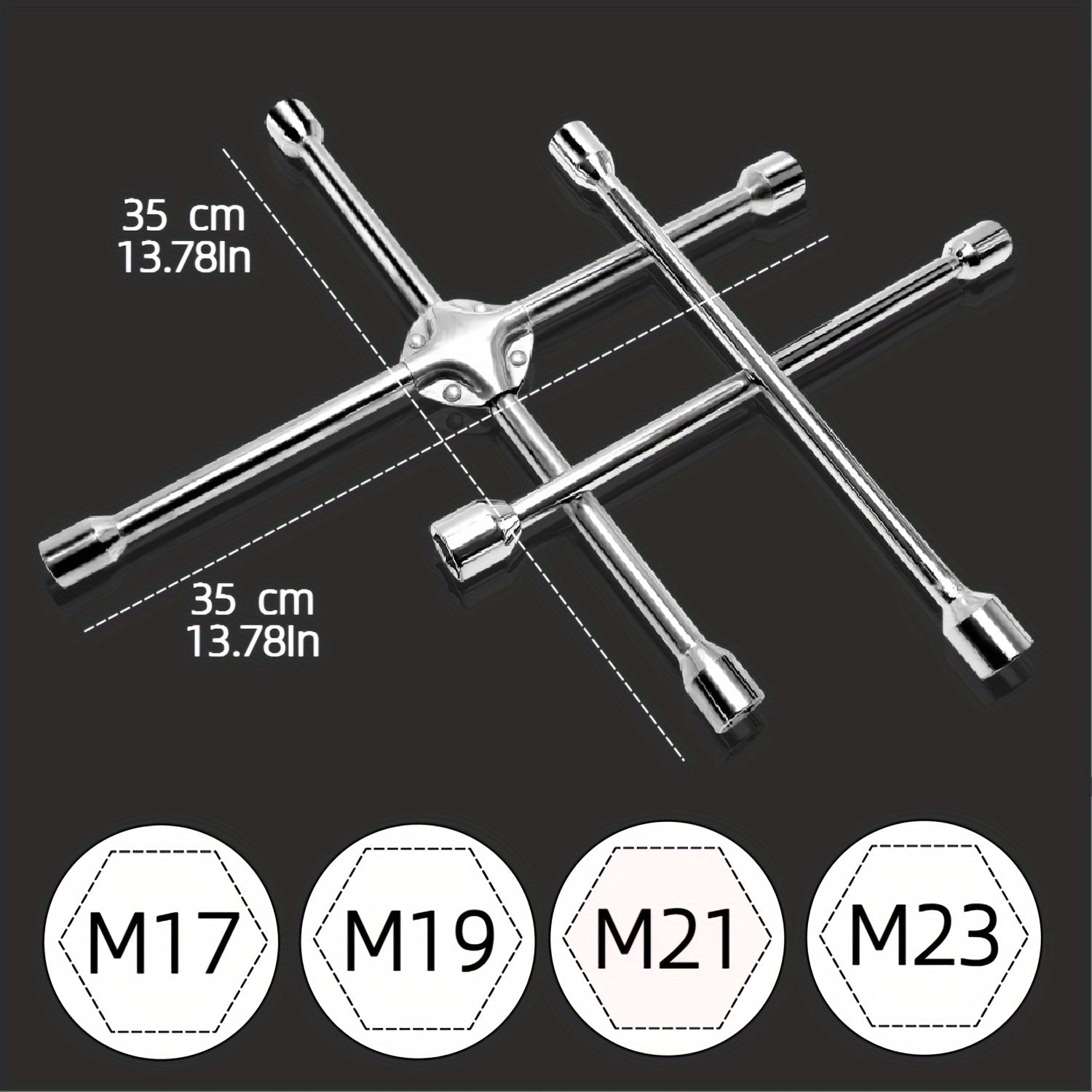 Universal 14 dyuymli og'ir yukli 4 yo'nalishli X-chiqish kaliti avtomobil g'ildiragini ta'mirlash uchun