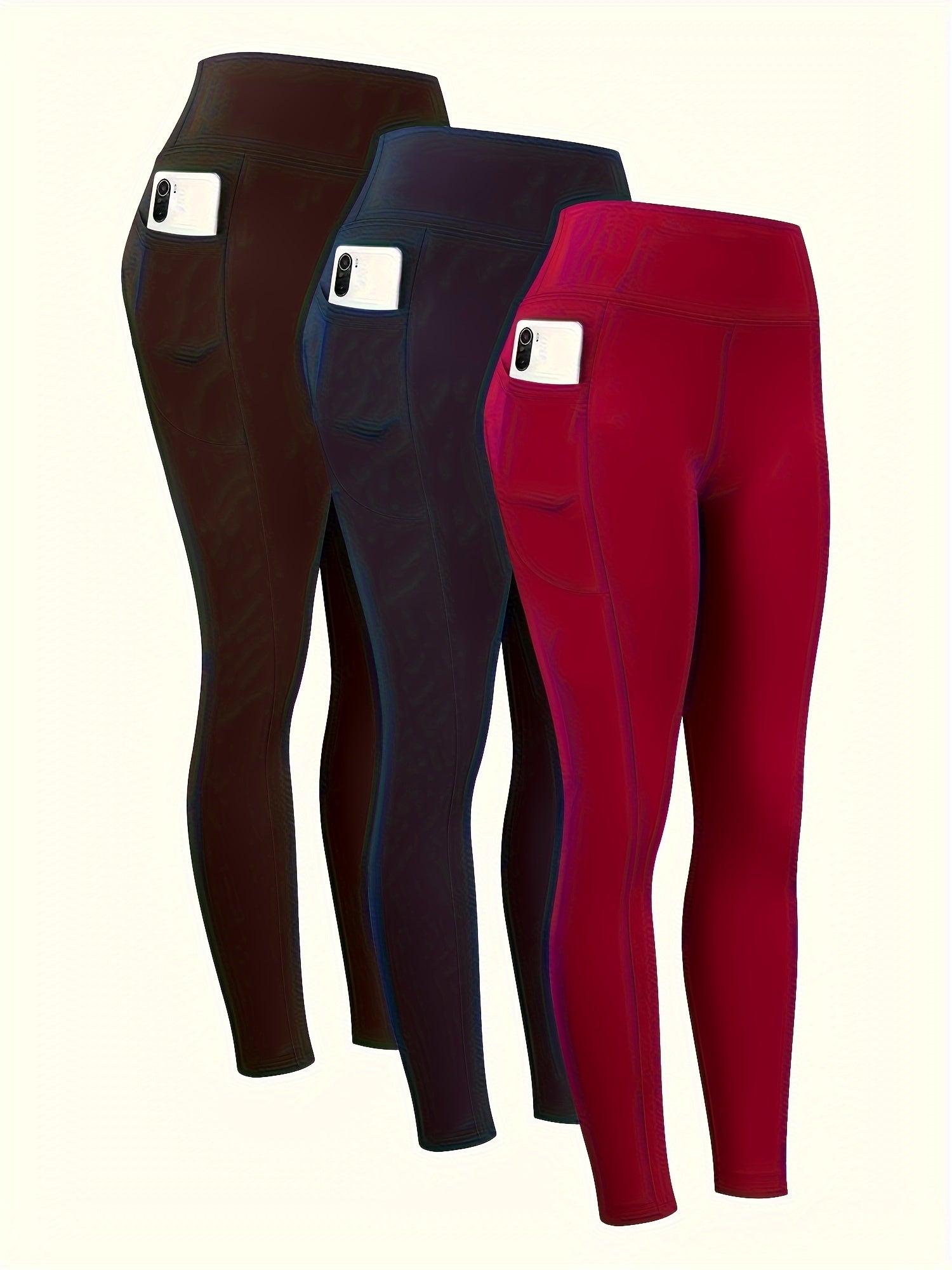 Plus Size Womens Tights 3 Pack High Waist Pockets Abbott Style