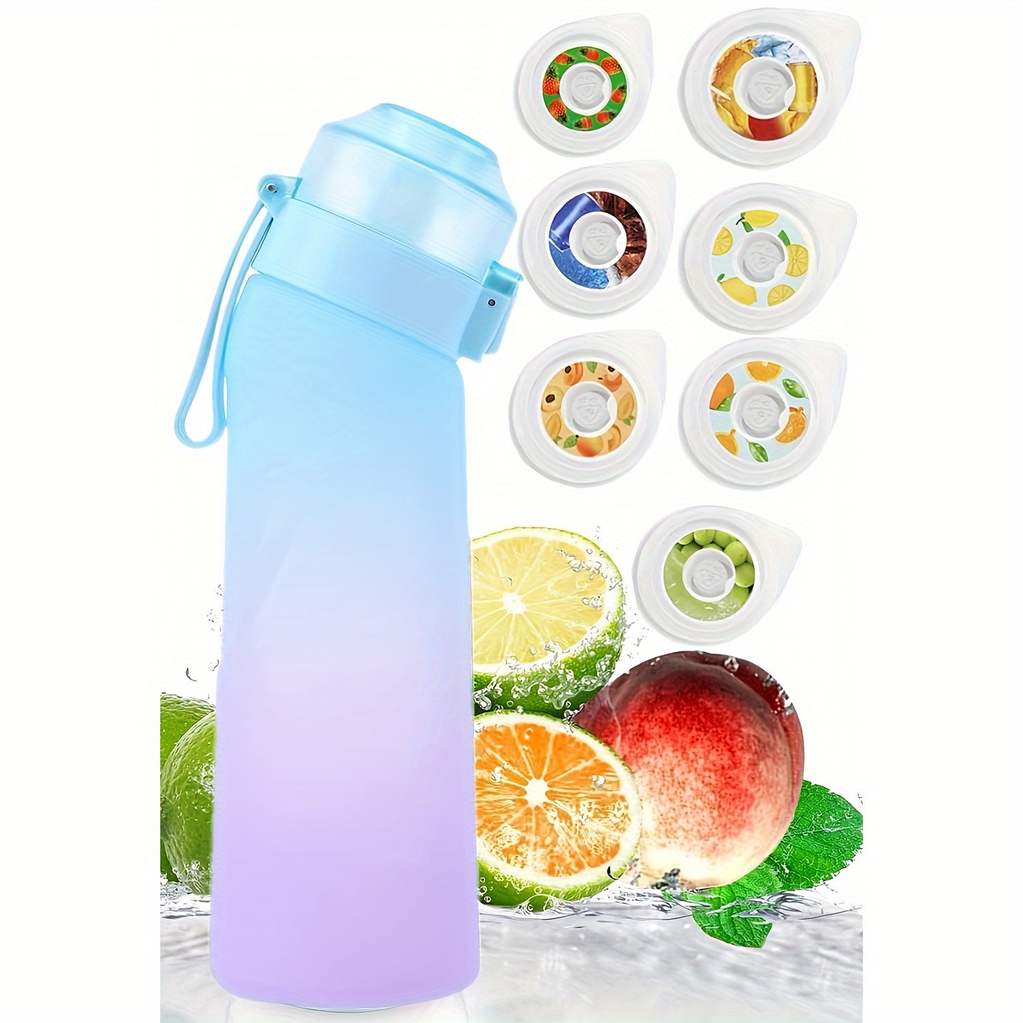 Water Bottle Set with 7 Fruity Scented Flavors for Outdoor Sports